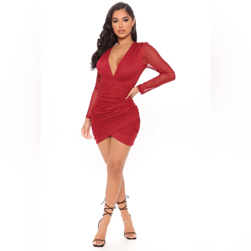 Sheer Wine Mini Dress
